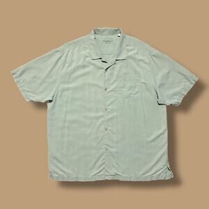 Tommy Bahama Silk Hawaiian Shirt Camp Collar y2k Green XXL